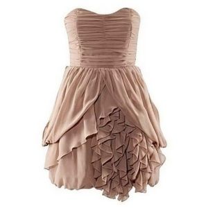 H&M sleeveless draped top ruffled mini tan dress 6